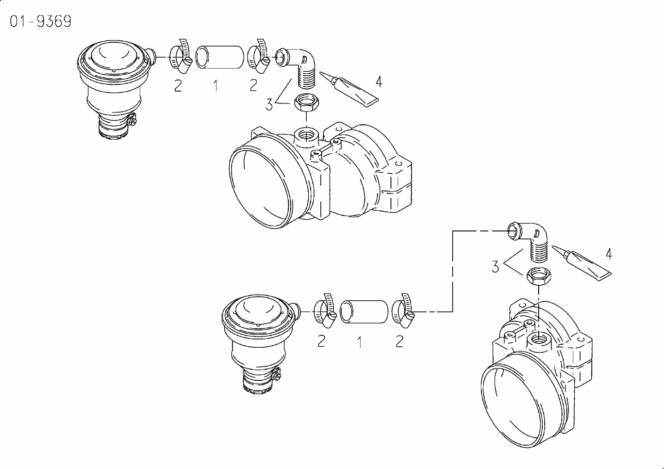 Exploded view of engine breather bleeder lines