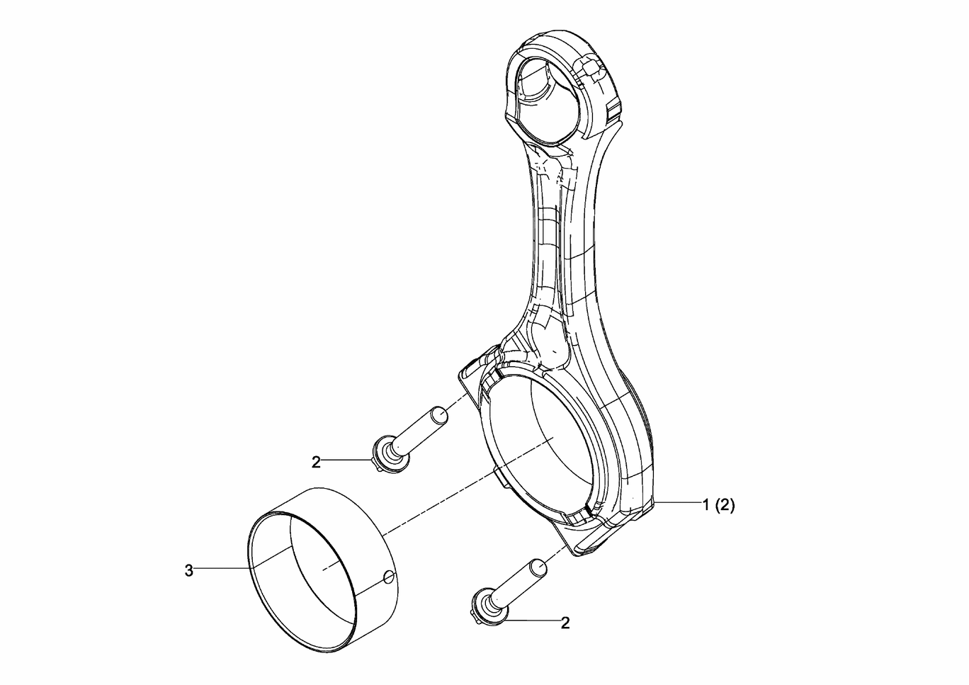Exploded view of connecting rod conrod bearing