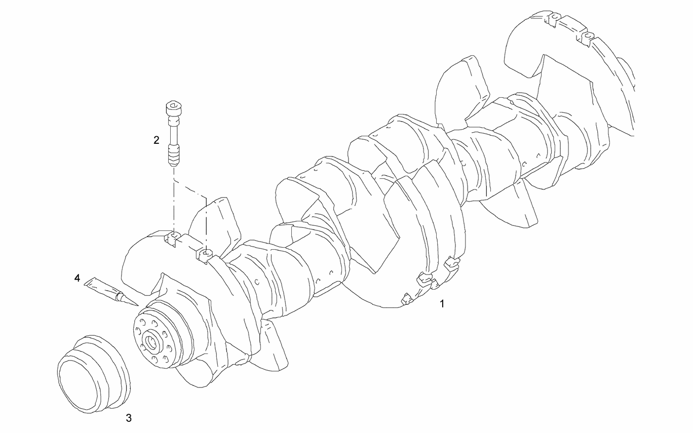Exploded view of crankshaft