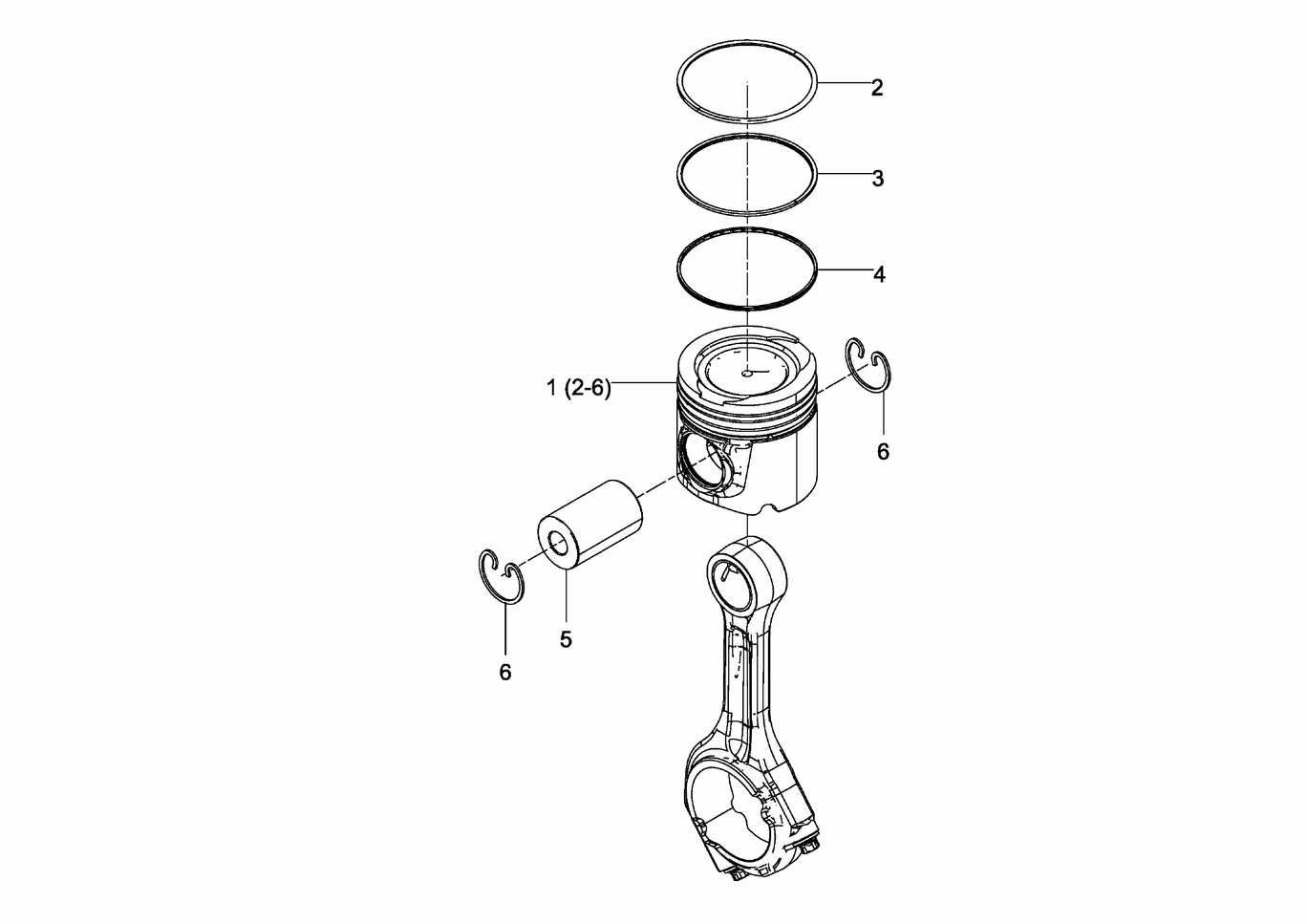 Exploded view of piston