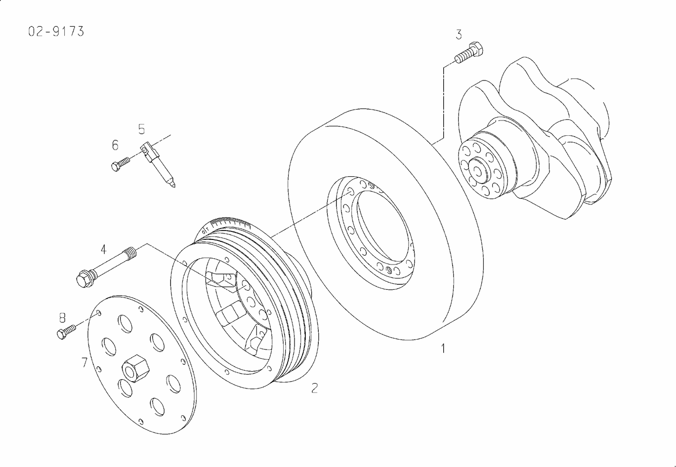 Exploded view of vibration damper pulley