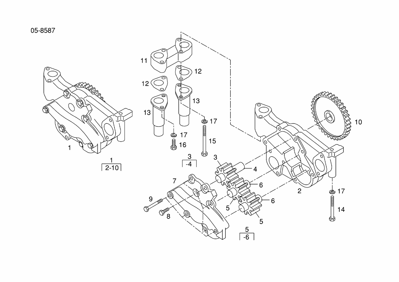 Exploded view of oil pump
