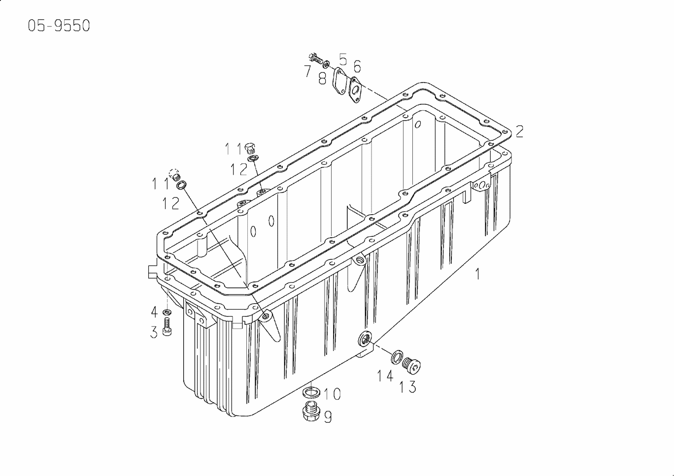 Exploded view of oil sump