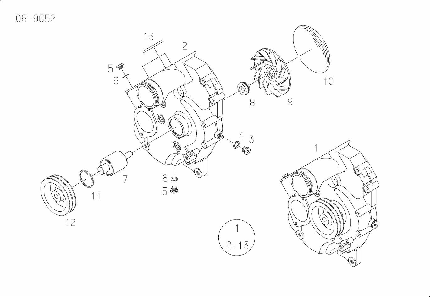 Exploded view of coolant pump