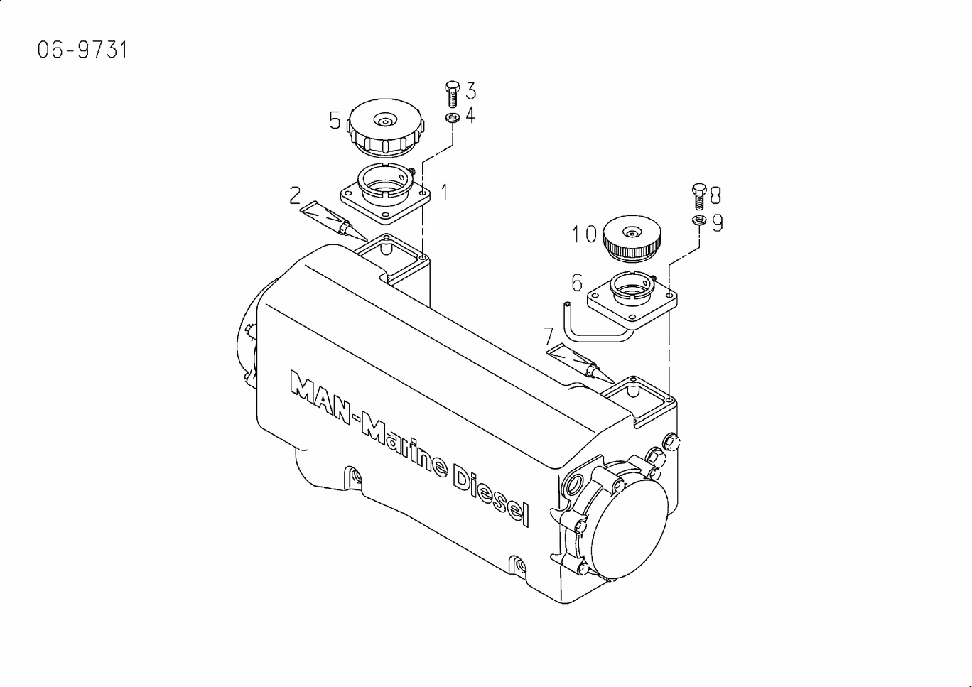Exploded view of heat exchanger mounting parts