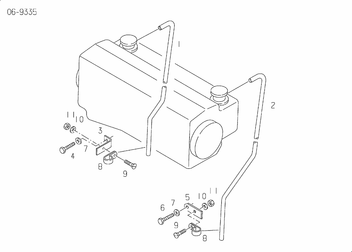 Exploded view of heat exchanger overflow hose