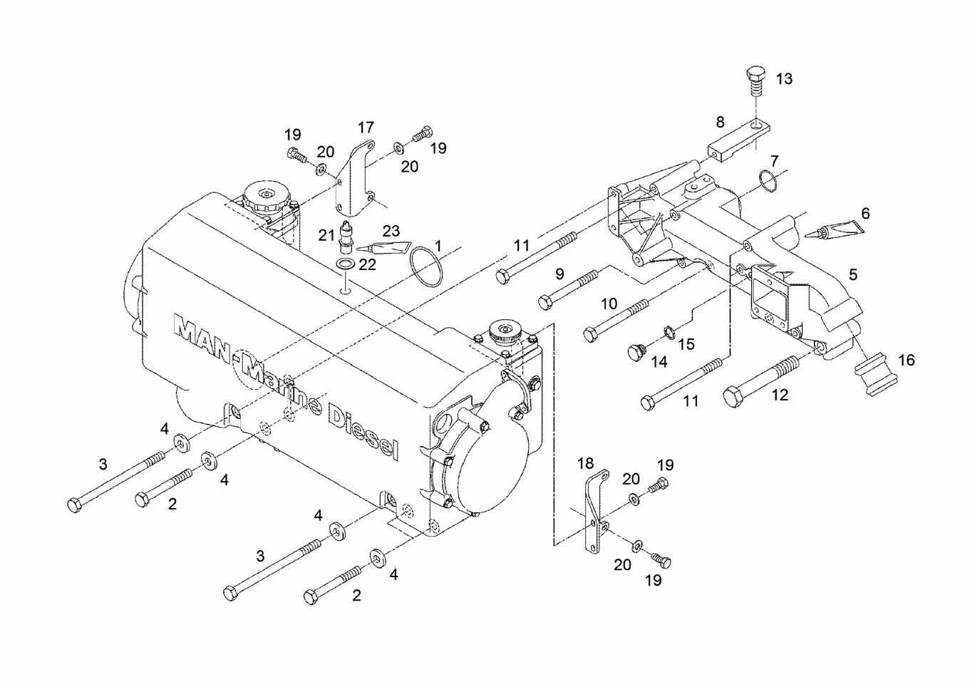 Exploded view of heat exchanger