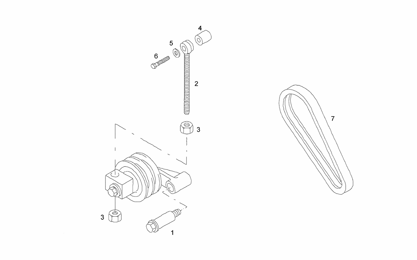 Exploded view of tension pulley