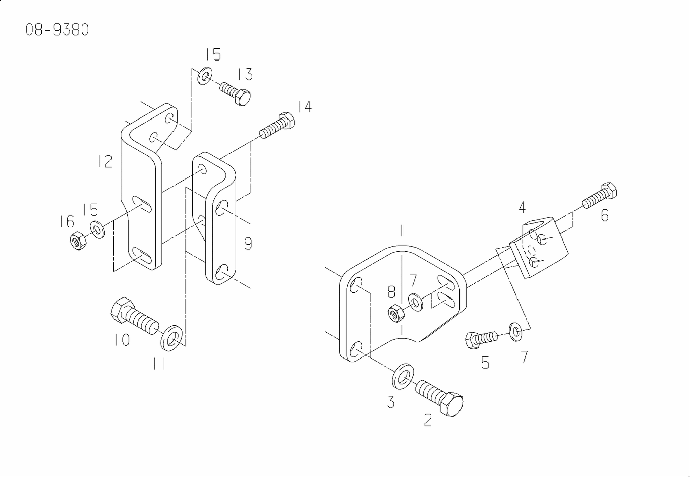 Exploded view of exhaust manifold bracket