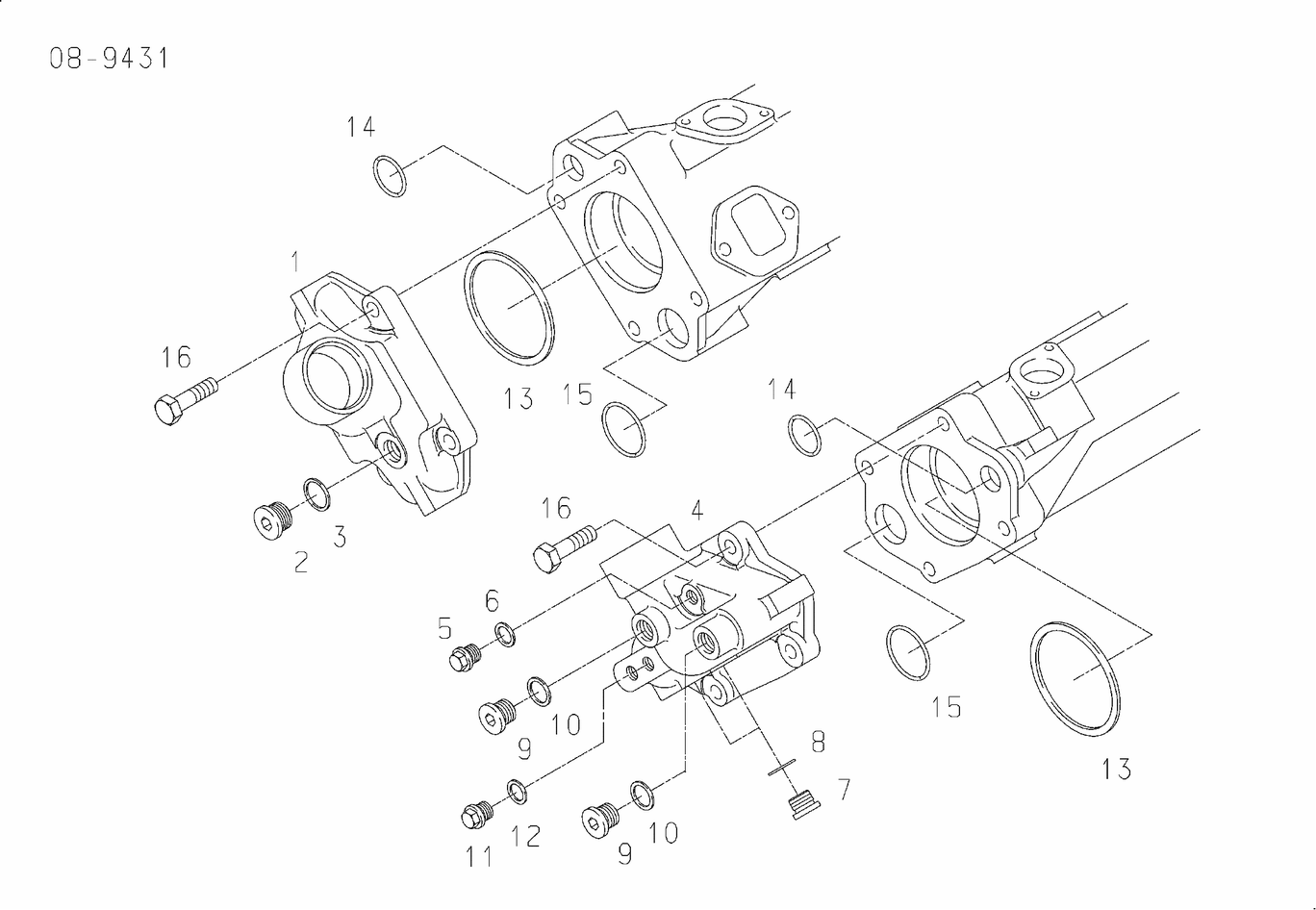Exploded view of exhaust manifold cover