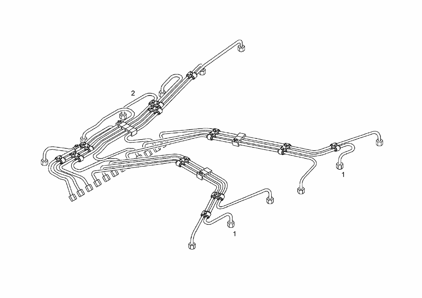 Exploded view of injection lines proof against leakage