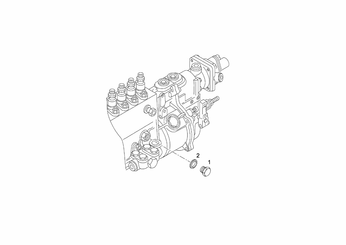 Exploded view of injection pump drain plug