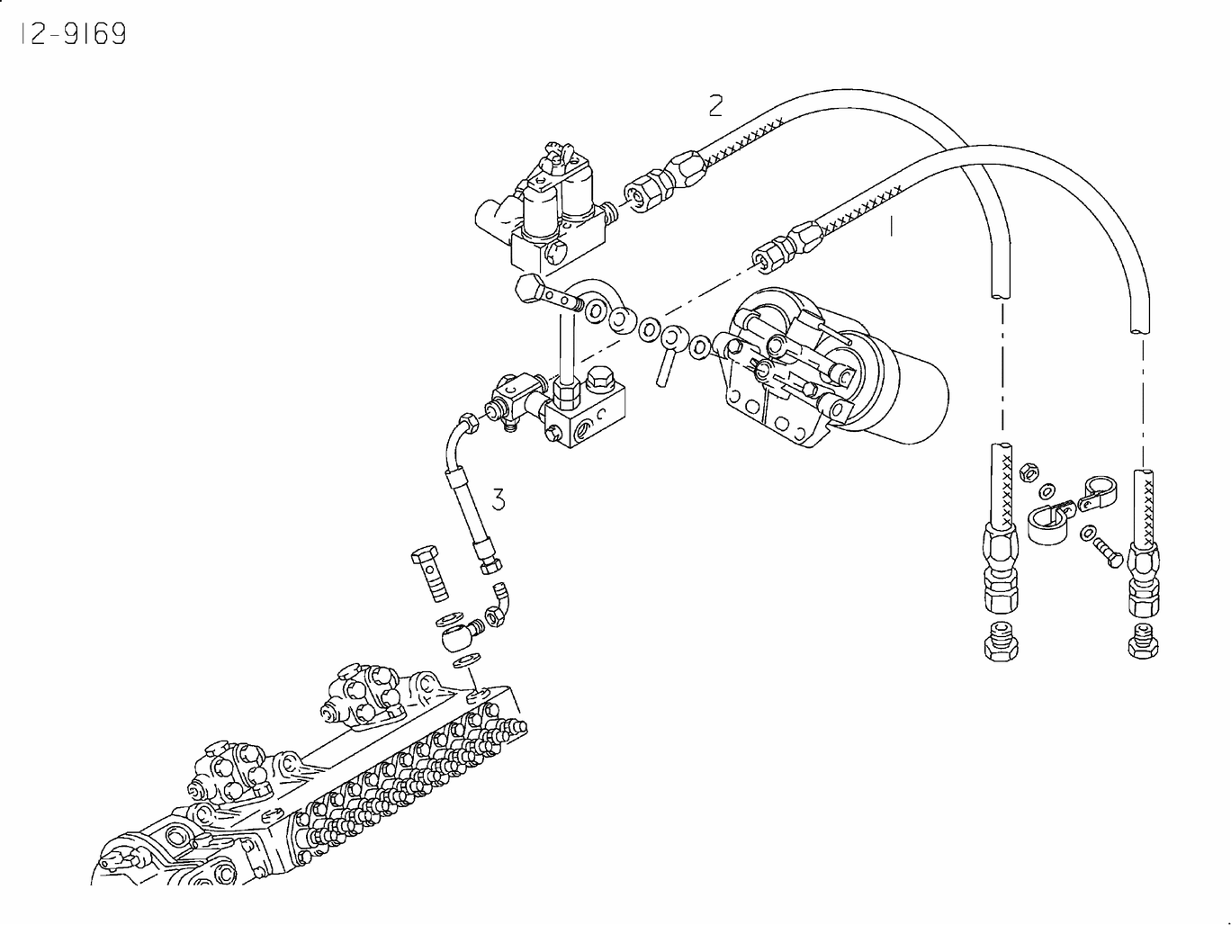 Exploded view of fuel hose mounting parts inspection GL