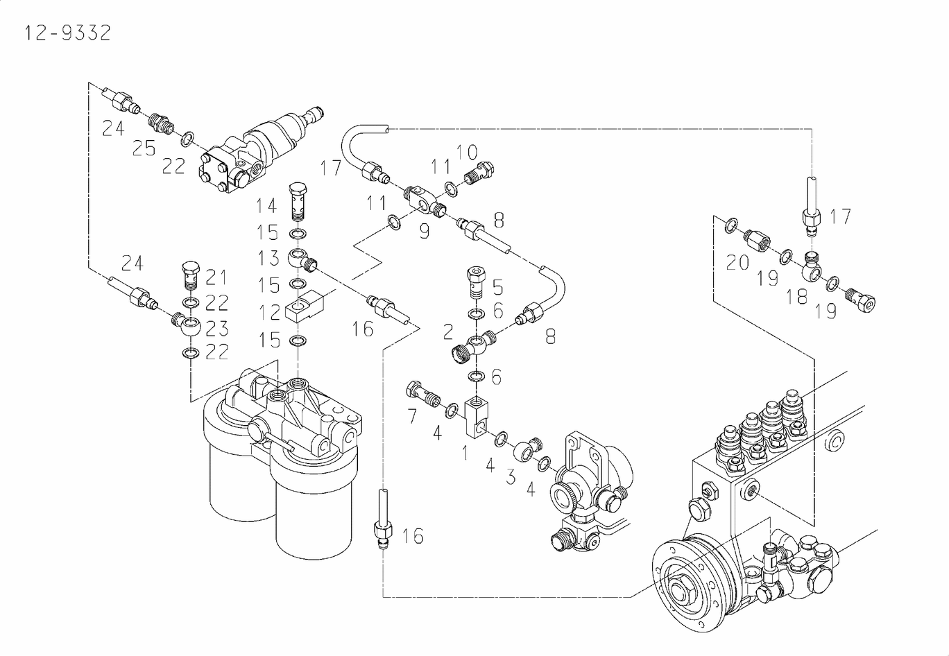 Exploded view of fuel lines