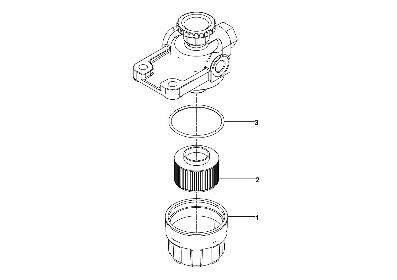 Exploded view of fuel prefilter components