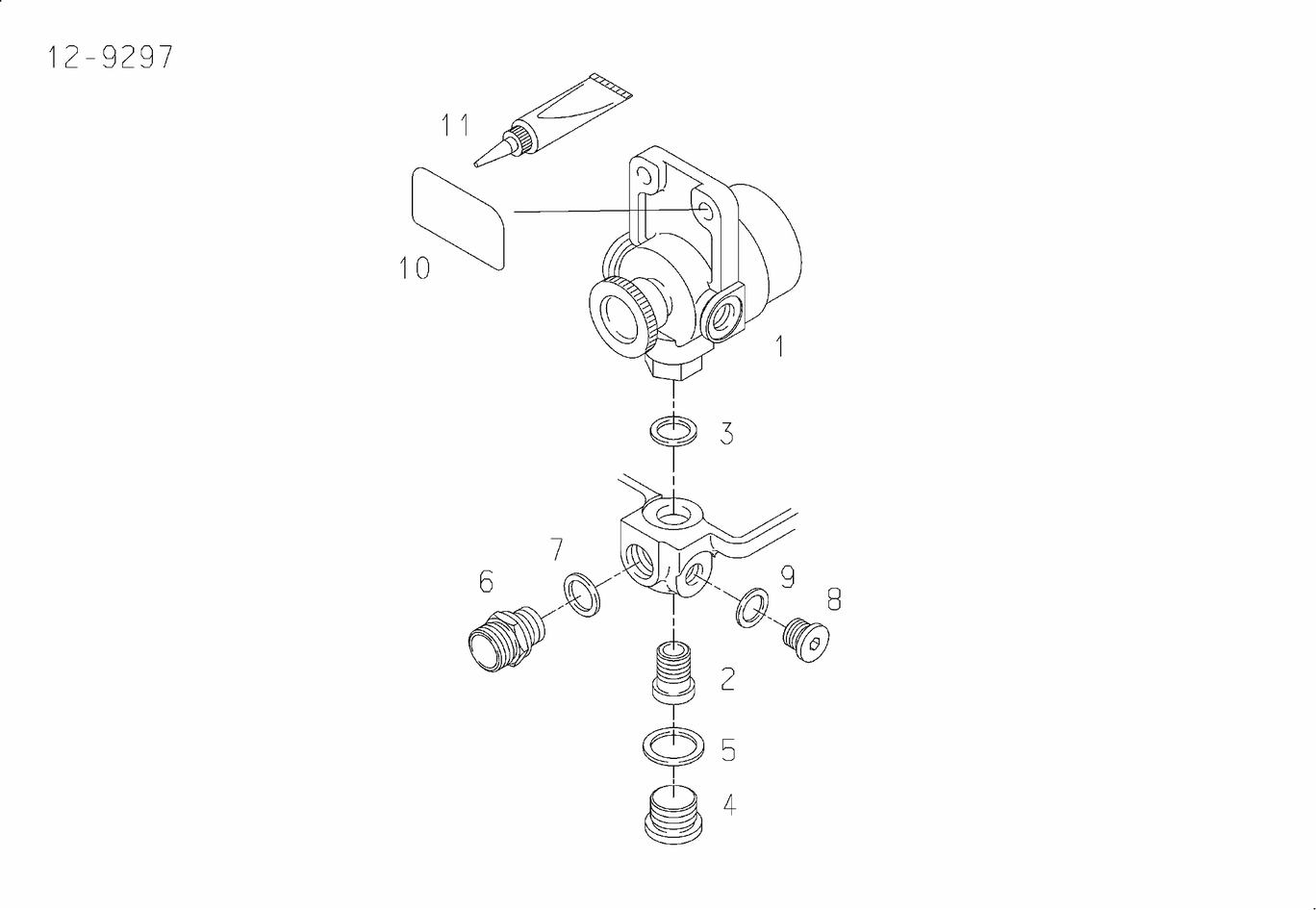 Exploded view of fuel prefilter mounting parts