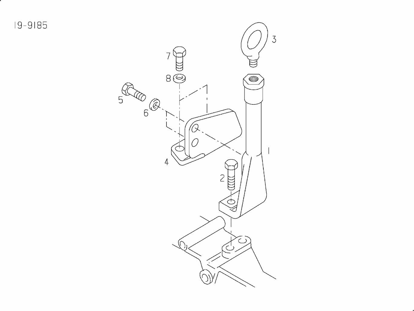 Exploded view of lifting eye
