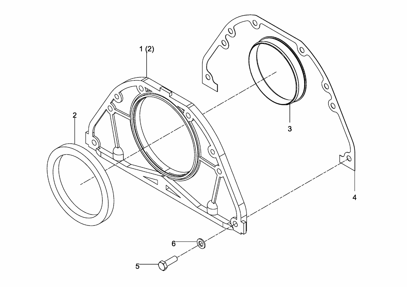 Exploded view of crankcase front cover