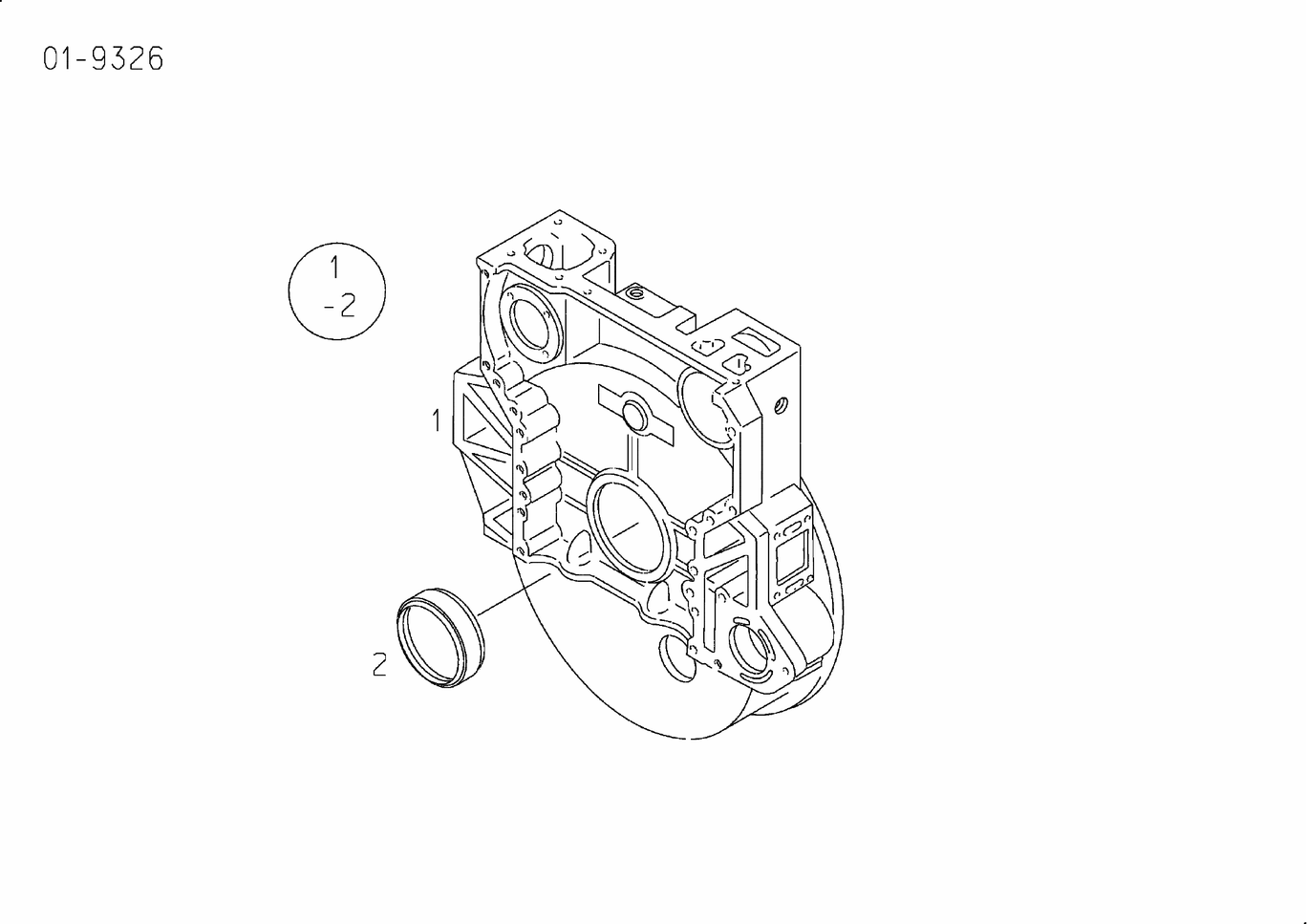 Exploded view of flywheel housing
