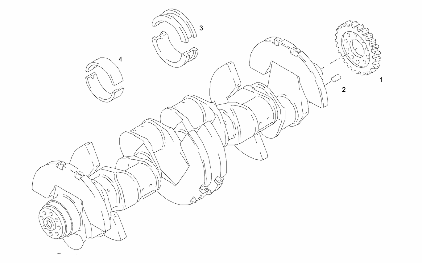 Exploded view of crankshaft mounting parts