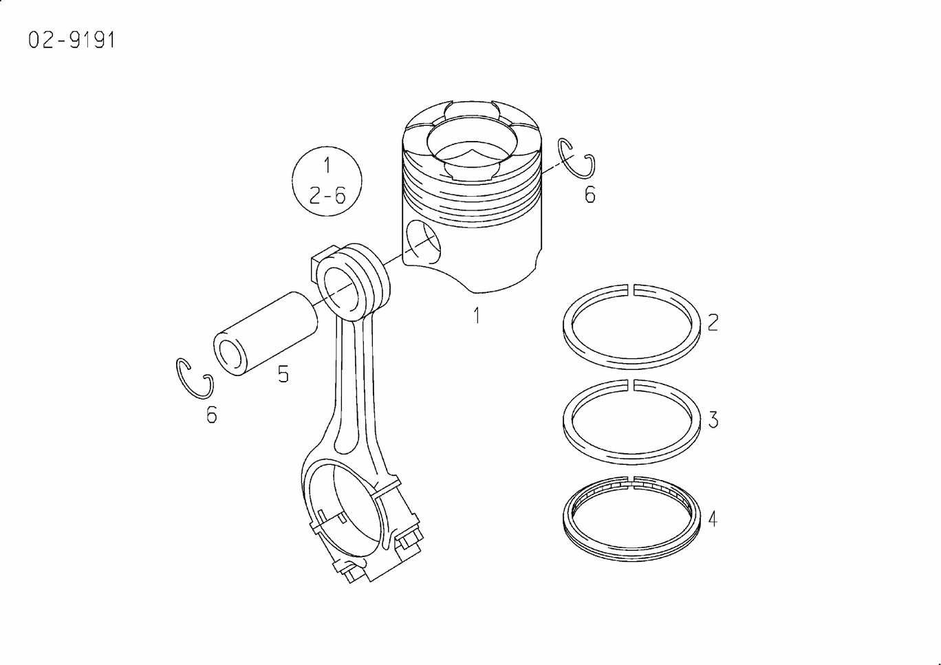 Exploded view of piston