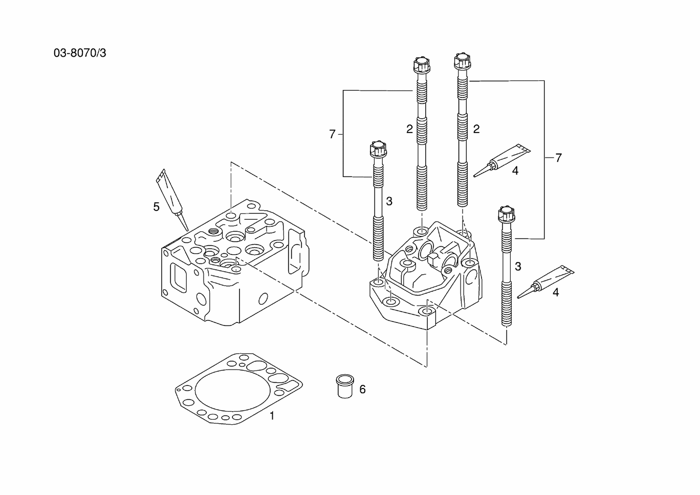 MAN D2842 LE423 cylinder head gasket cylinder head bolt exploded parts diagram with numbered positions