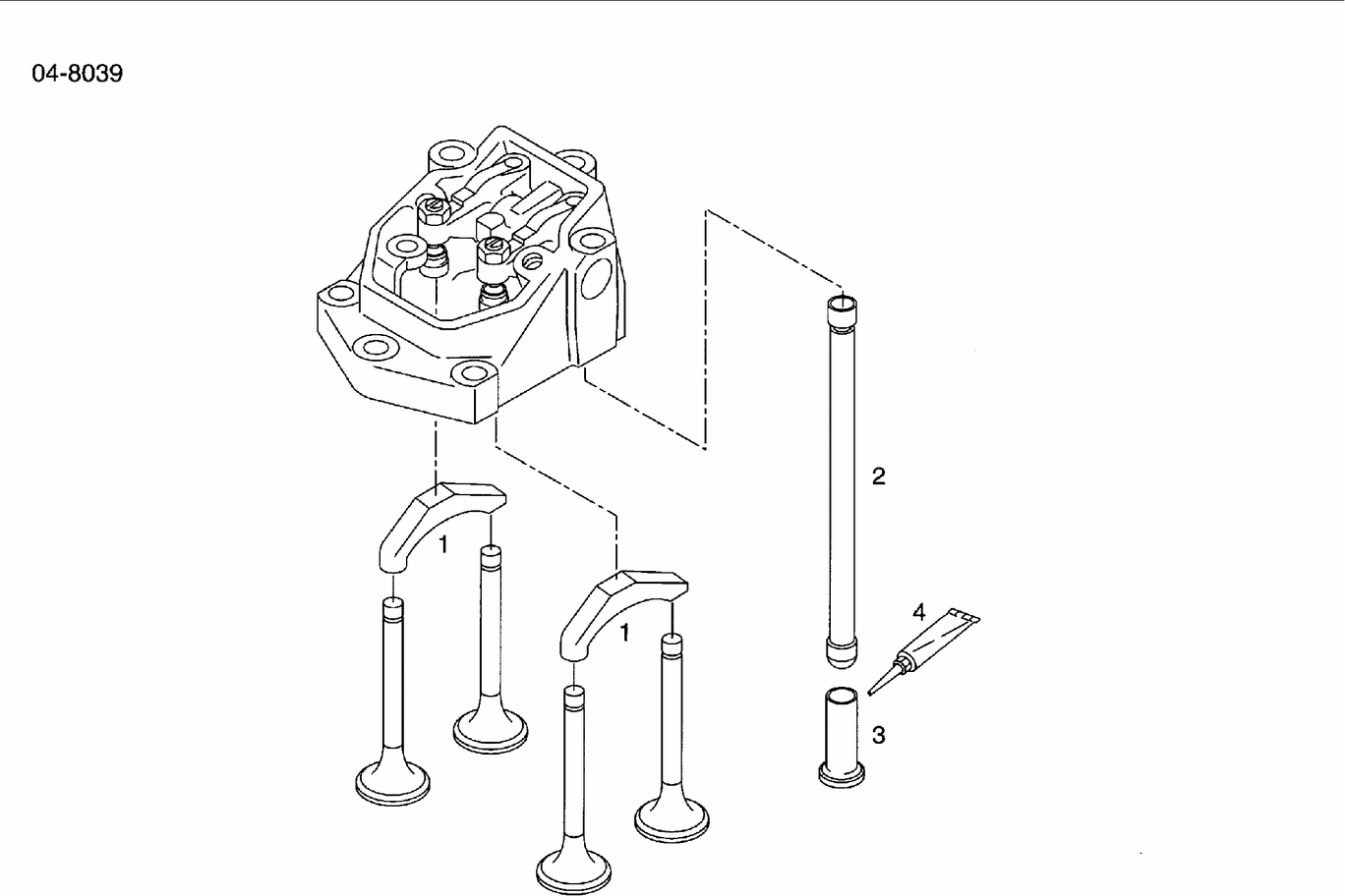 Exploded view of valve crosshead push rod