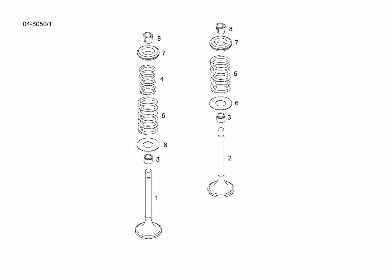 Exploded view of valves