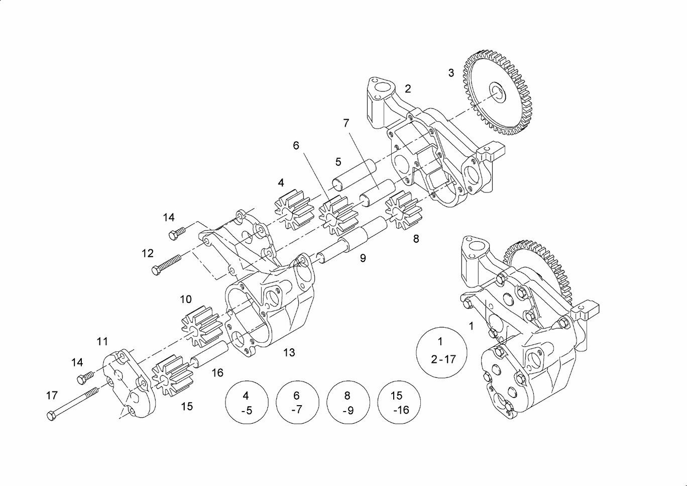Exploded view of oil pump