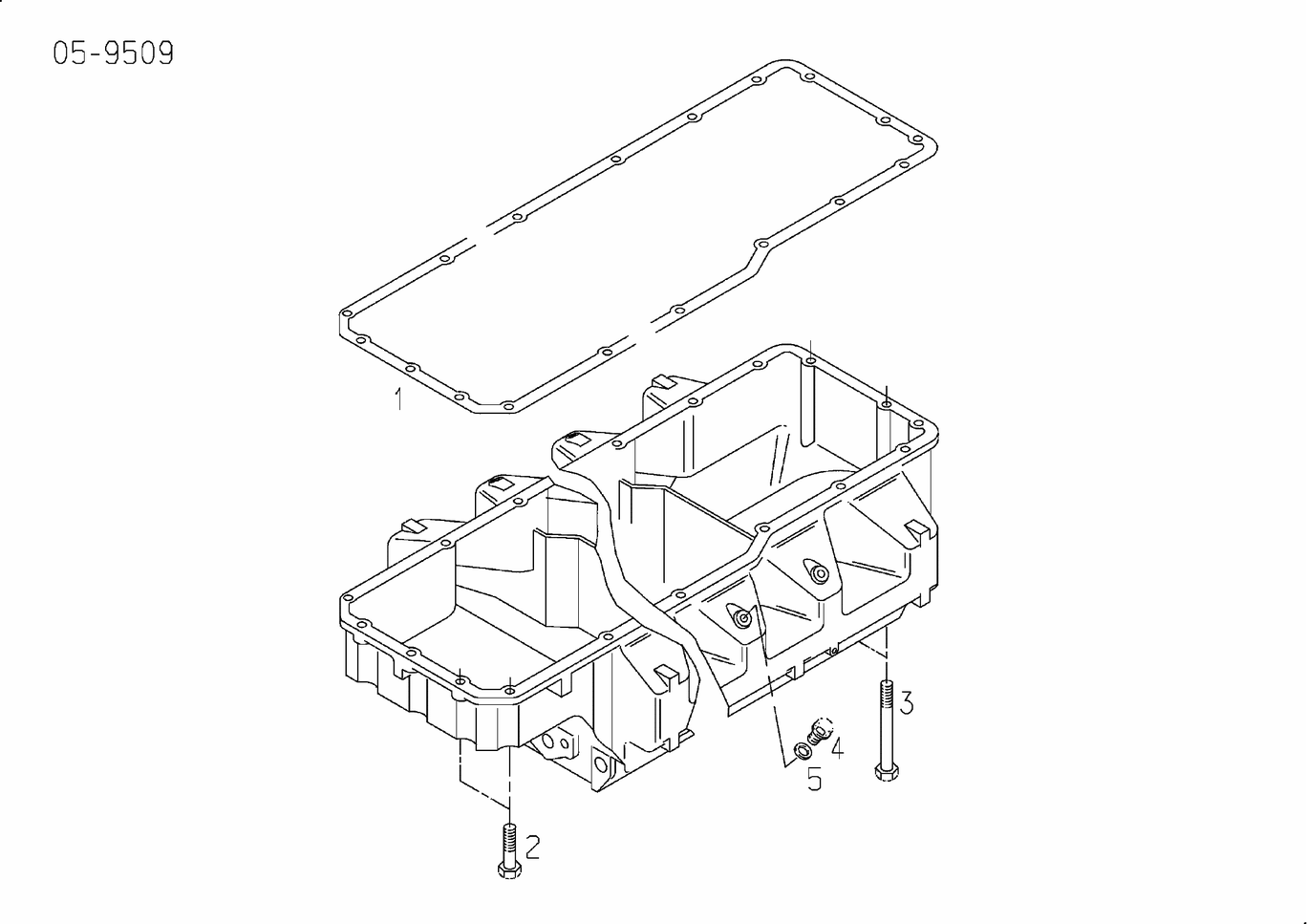 Exploded view of oil sump mounting parts