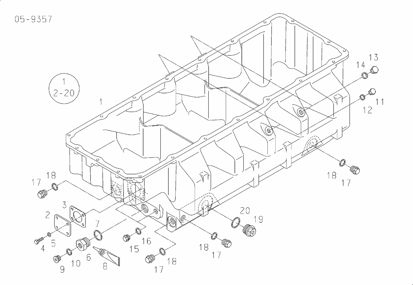 Exploded view of oil sump
