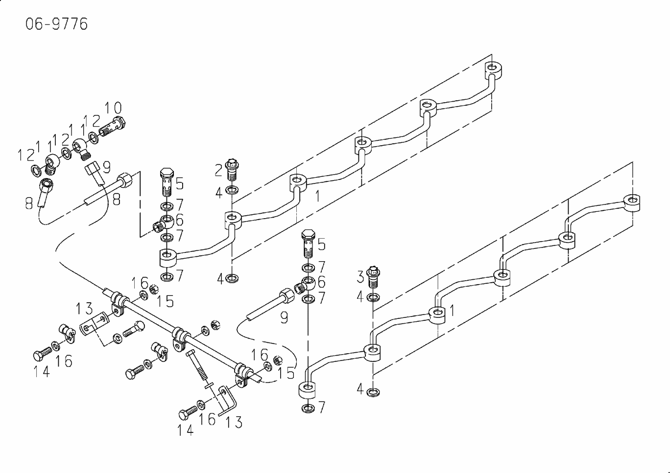 Exploded view of coolant bleeder pipe cylinder head