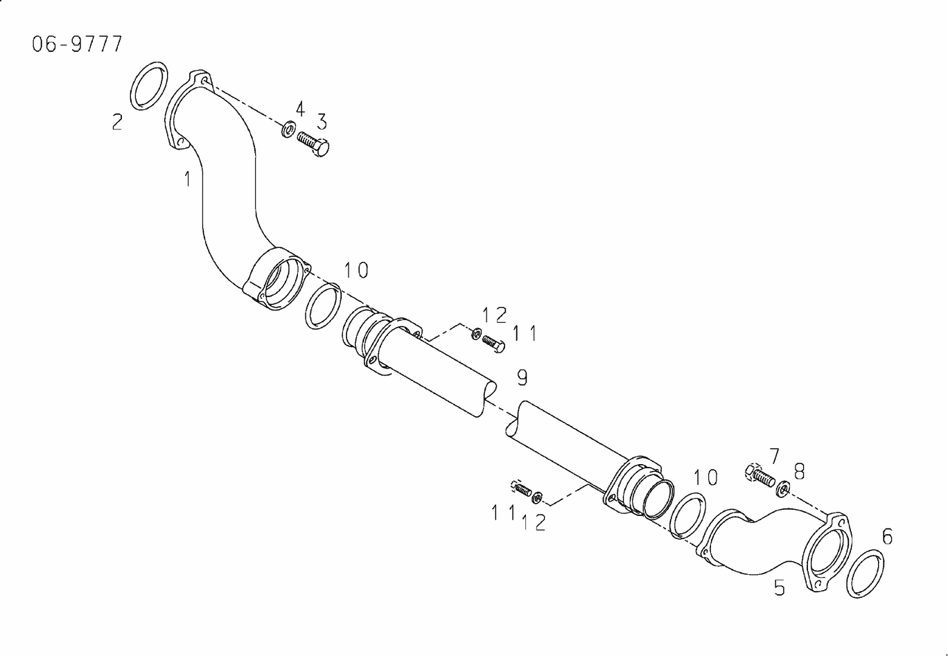 Exploded view of coolant elbow coolant pipe