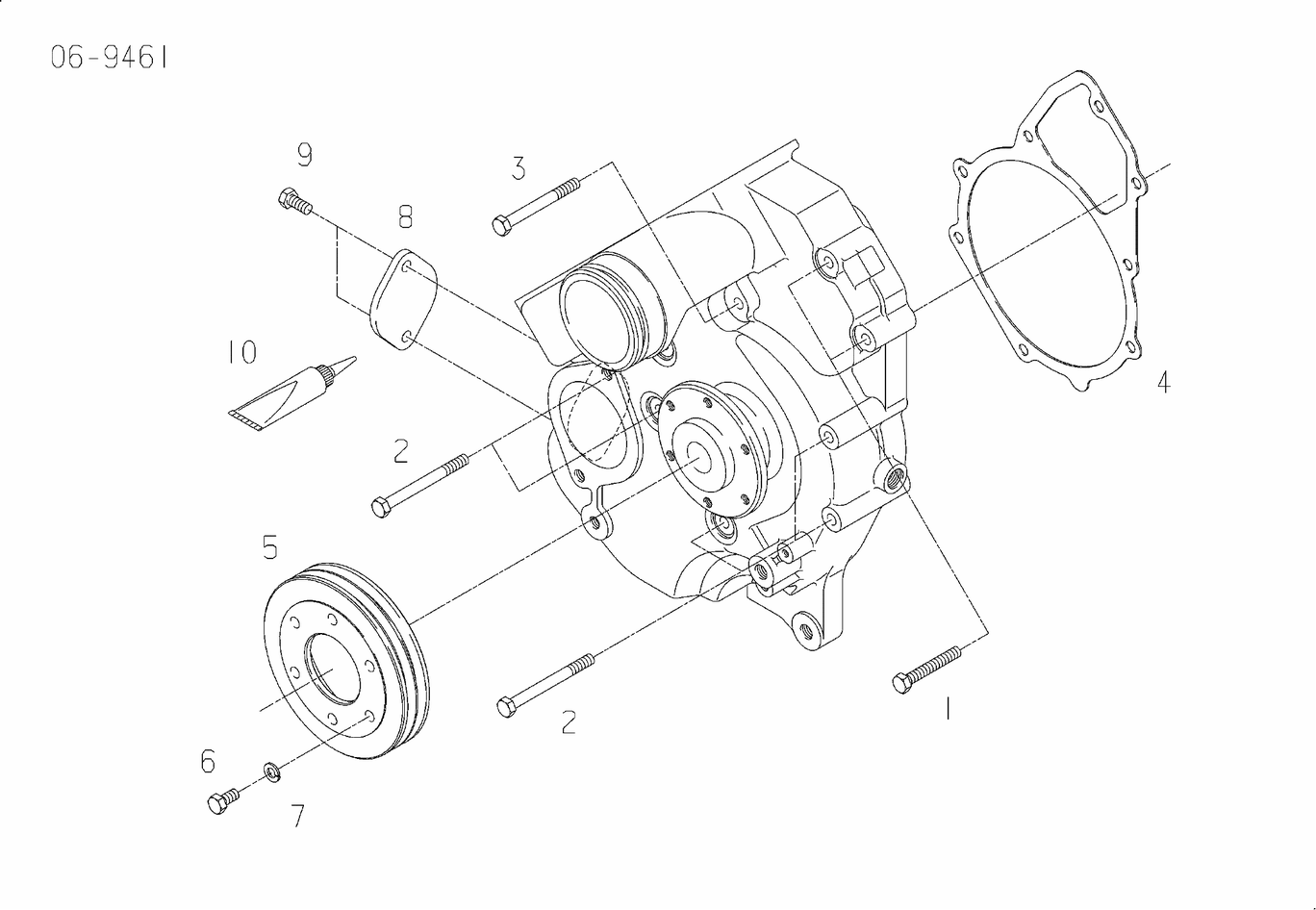 Exploded view of coolant pump mounting parts