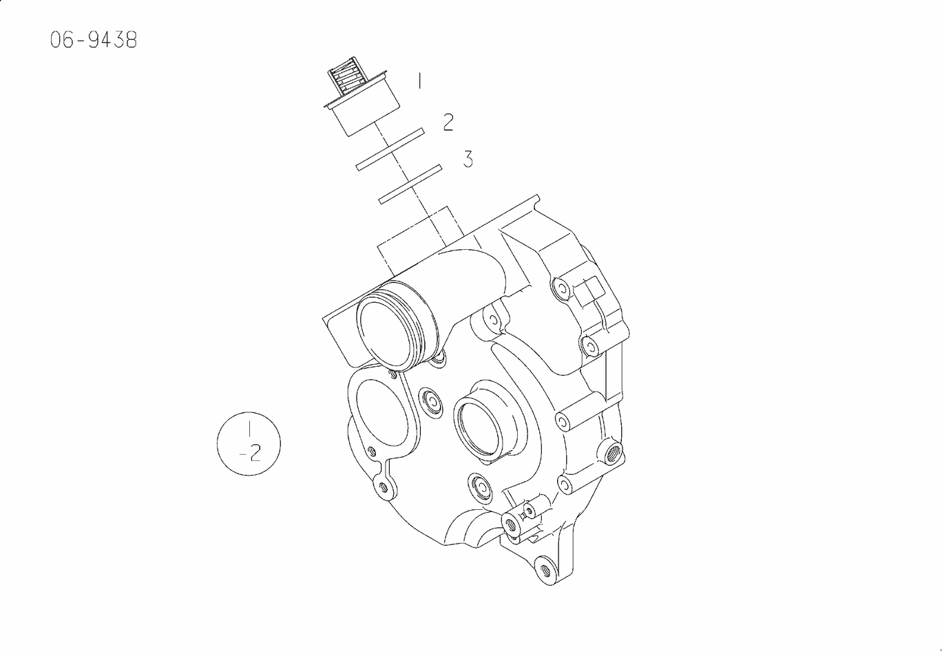 Exploded view of coolant pump thermostat