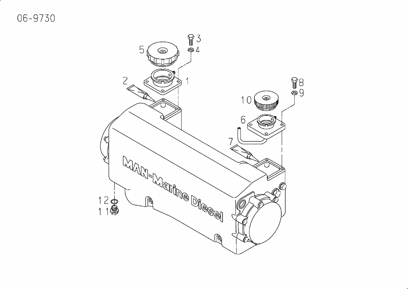 Exploded view of heat exchanger mounting parts