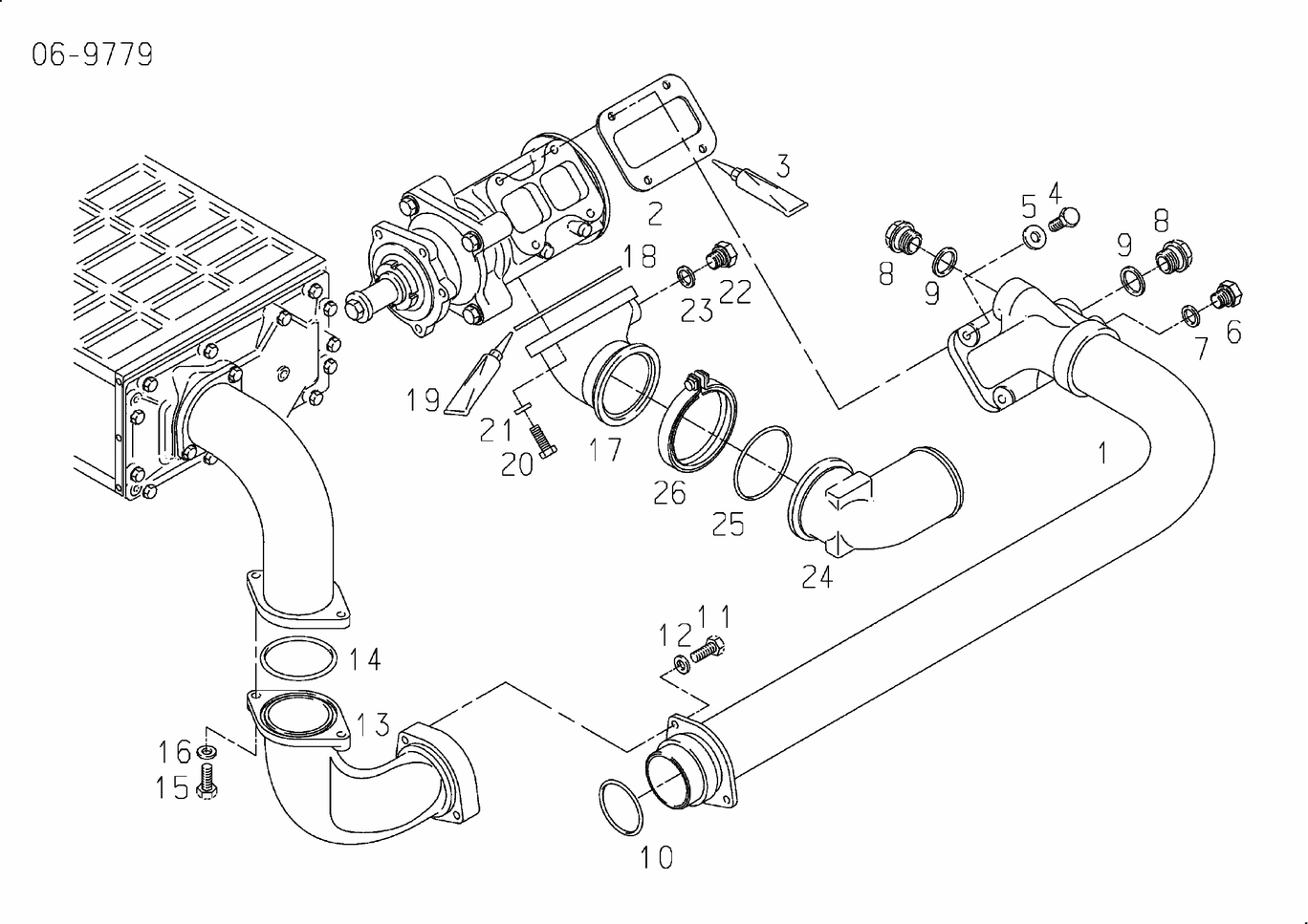 Exploded view of Raw water pipes