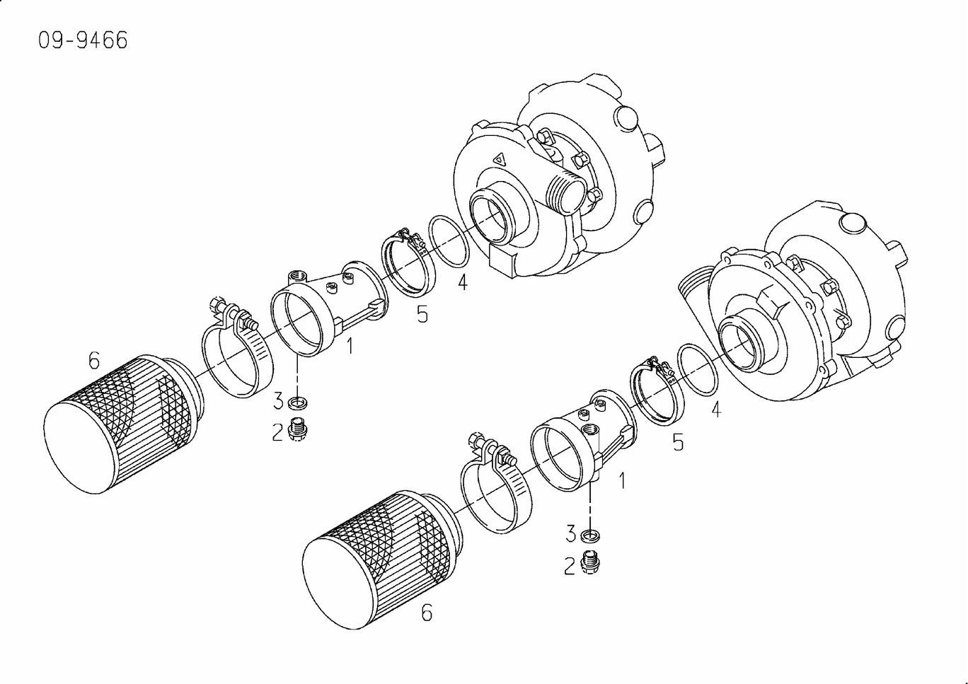 Exploded view of air intake air cleaner