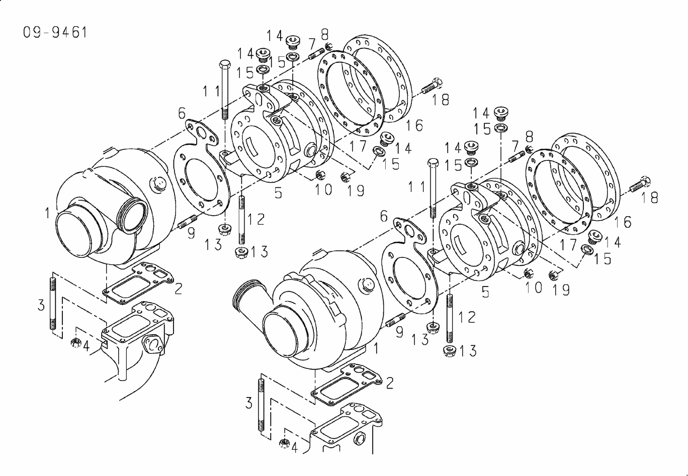 Exploded view of turbocharger