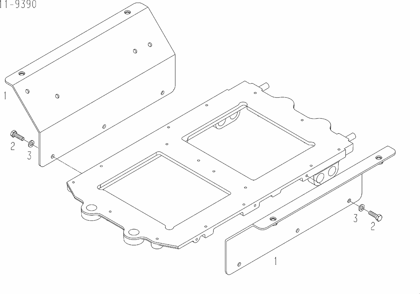Exploded view of heat protection plate bracket electronic control unit lateral