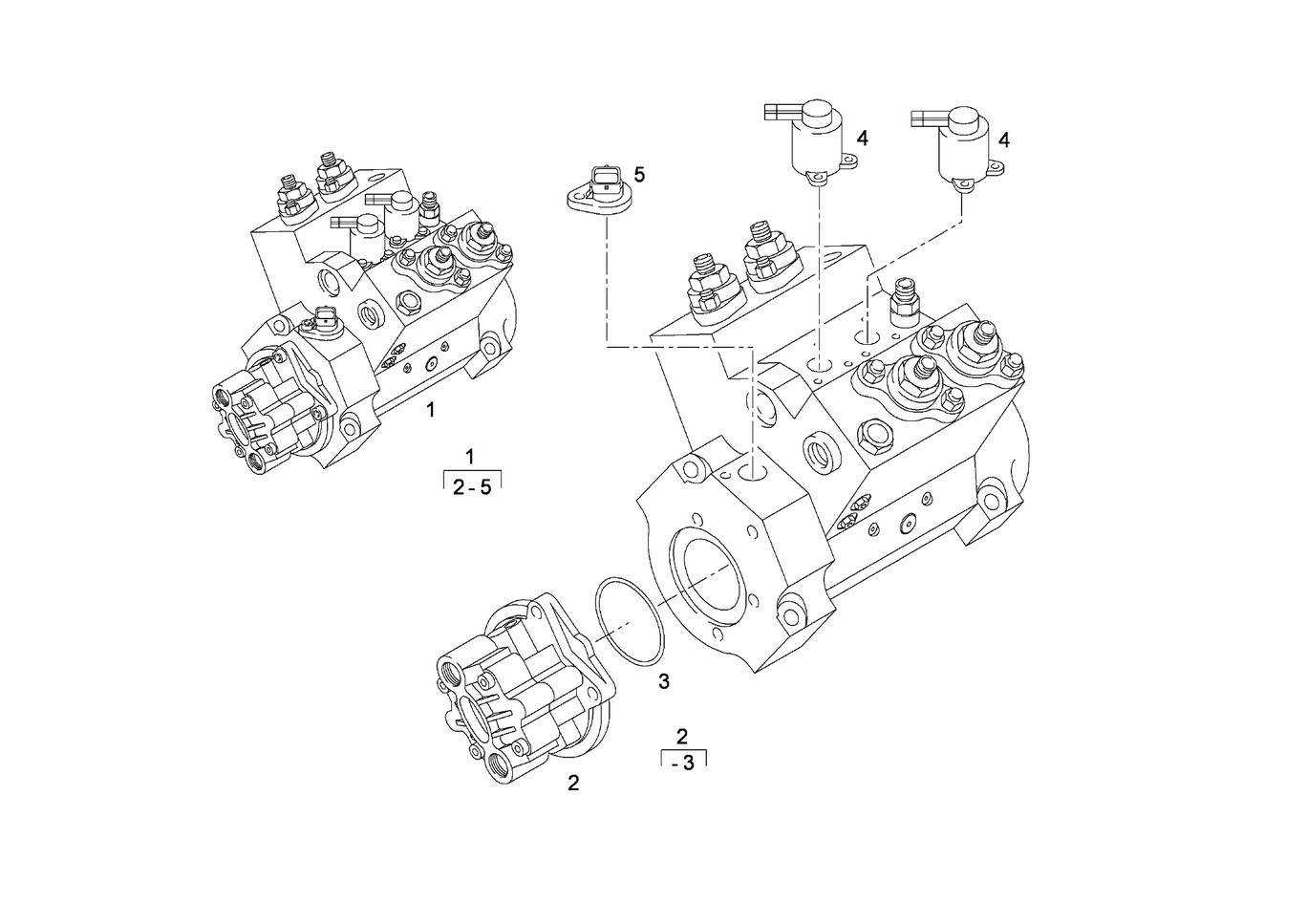 Exploded view of hp pump components