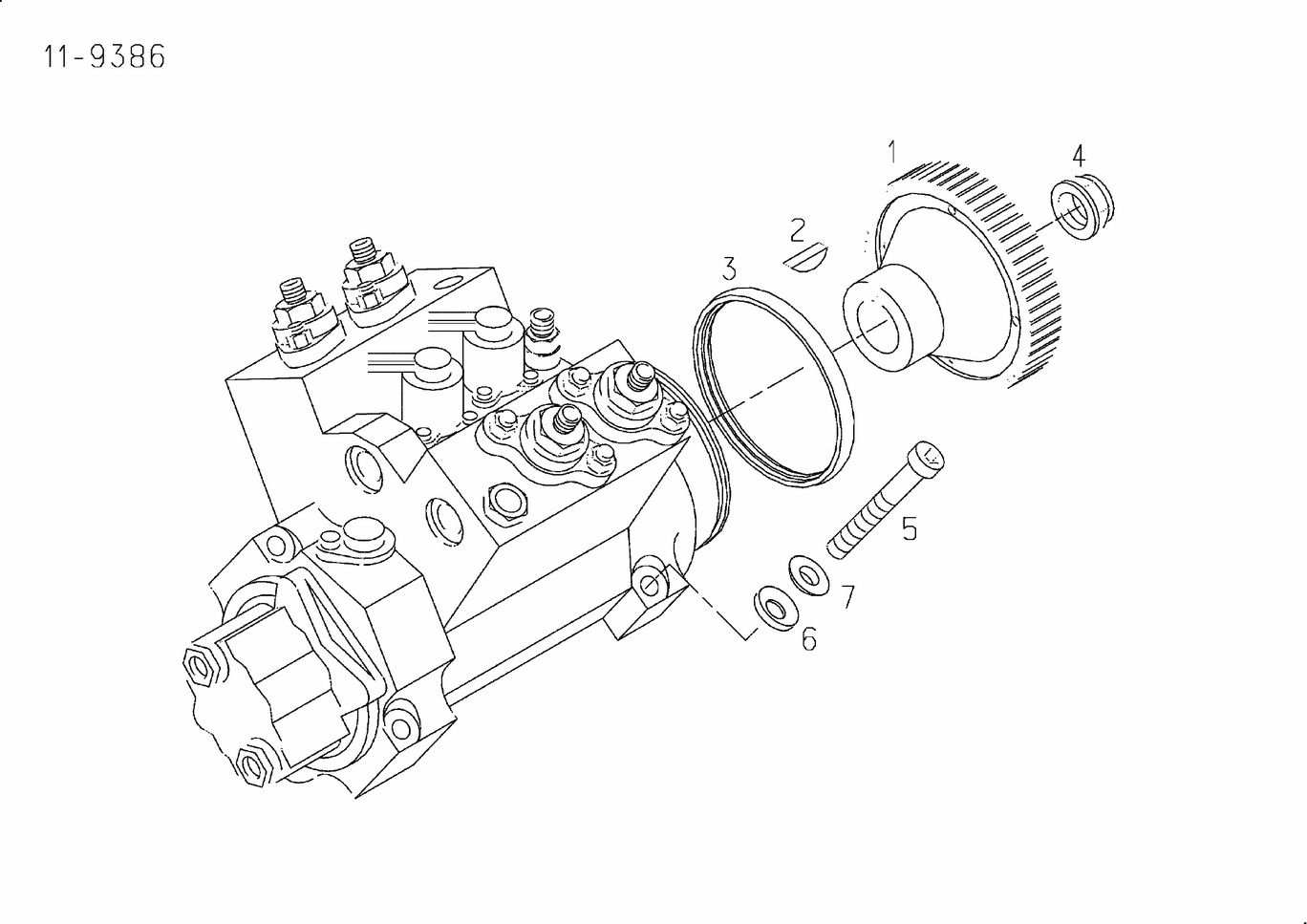 Exploded view of hp pump mounting parts