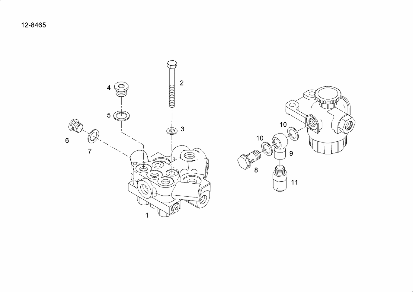 Exploded view of distributor test fitting