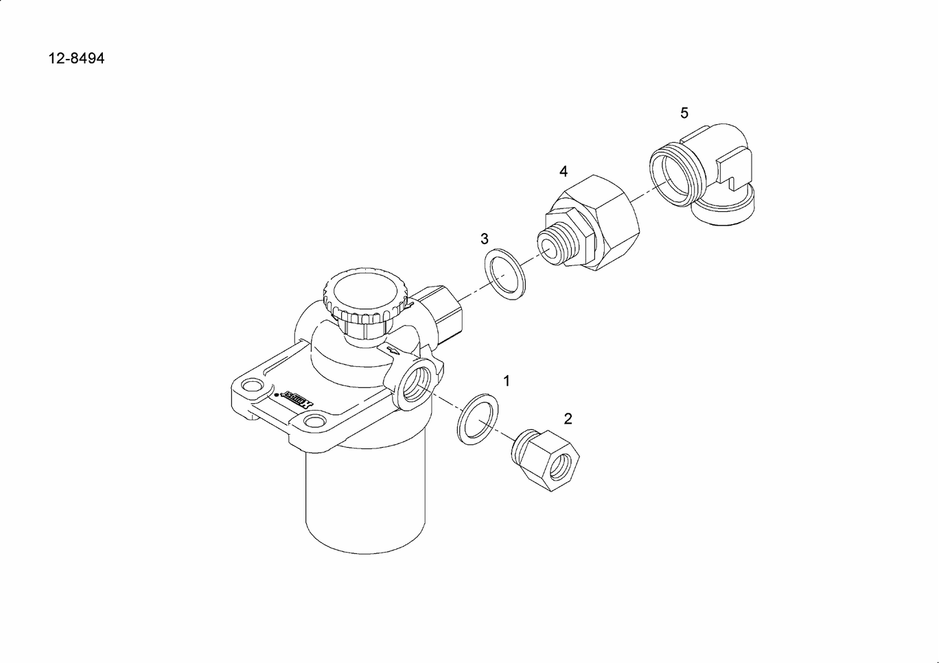 Exploded view of prefilter connecting parts