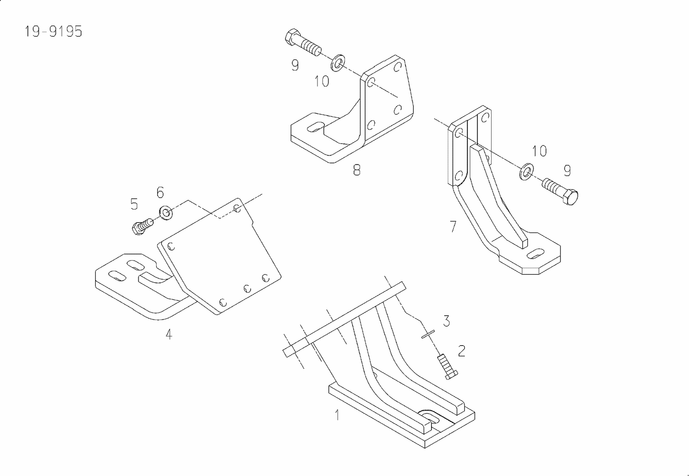 Exploded view of engine support
