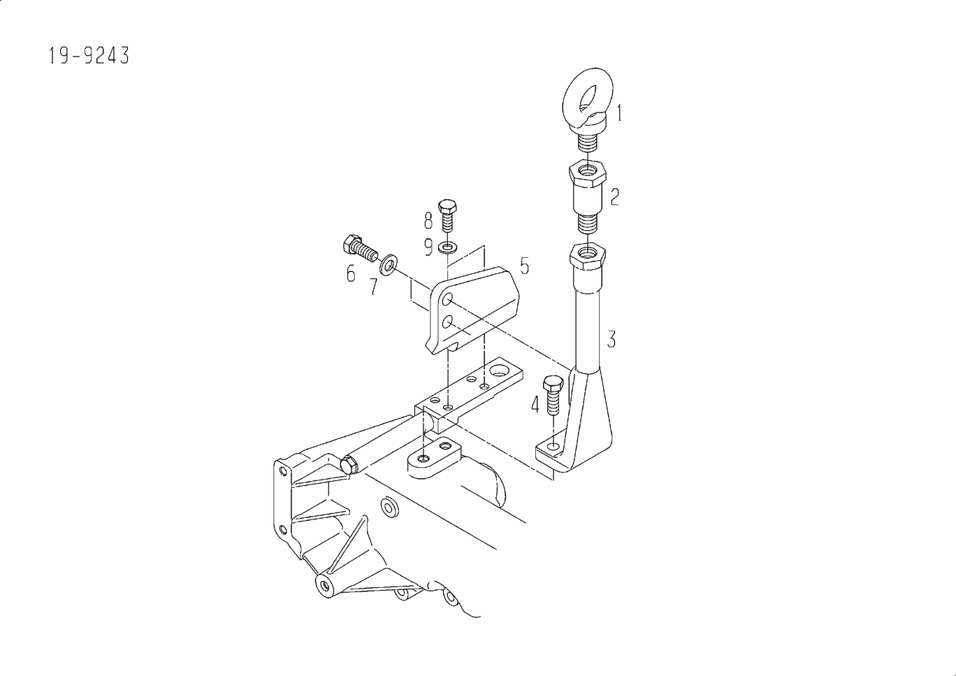 Exploded view of lifting eye front