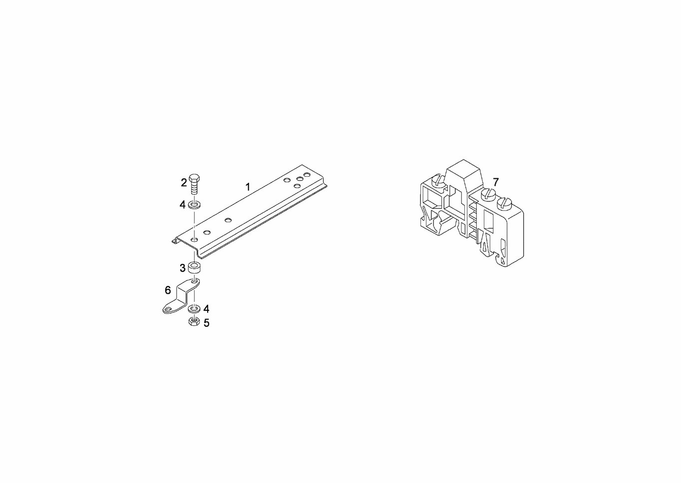 Exploded view of multipoint connector mounting parts