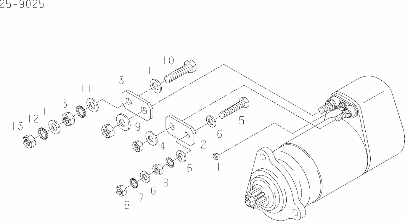MAN D2842 LE423 starter contact bar exploded parts diagram with numbered positions