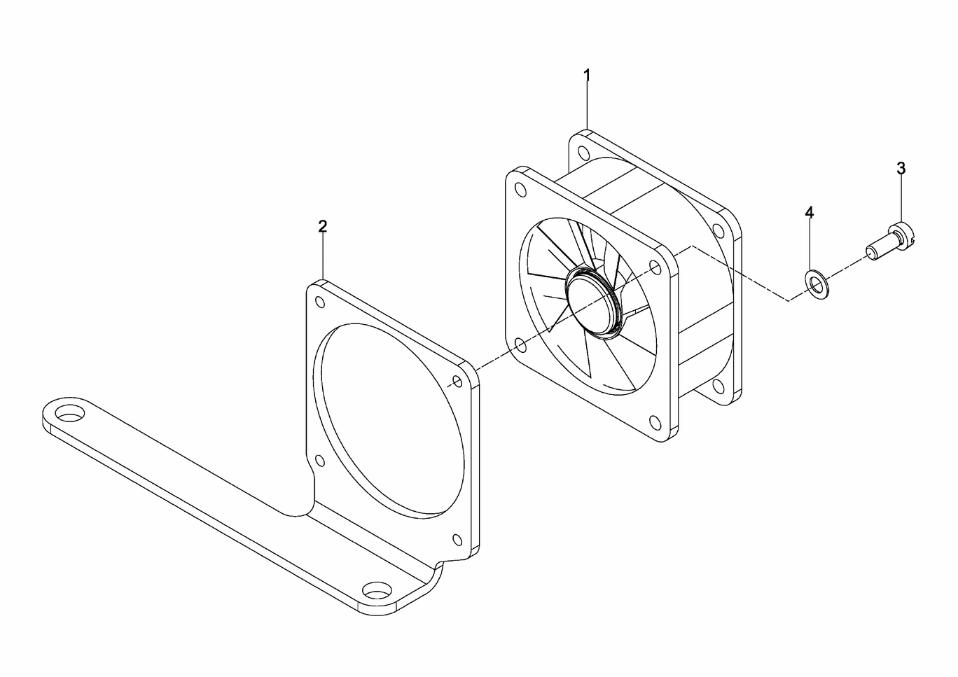 Exploded view of terminal box fan components