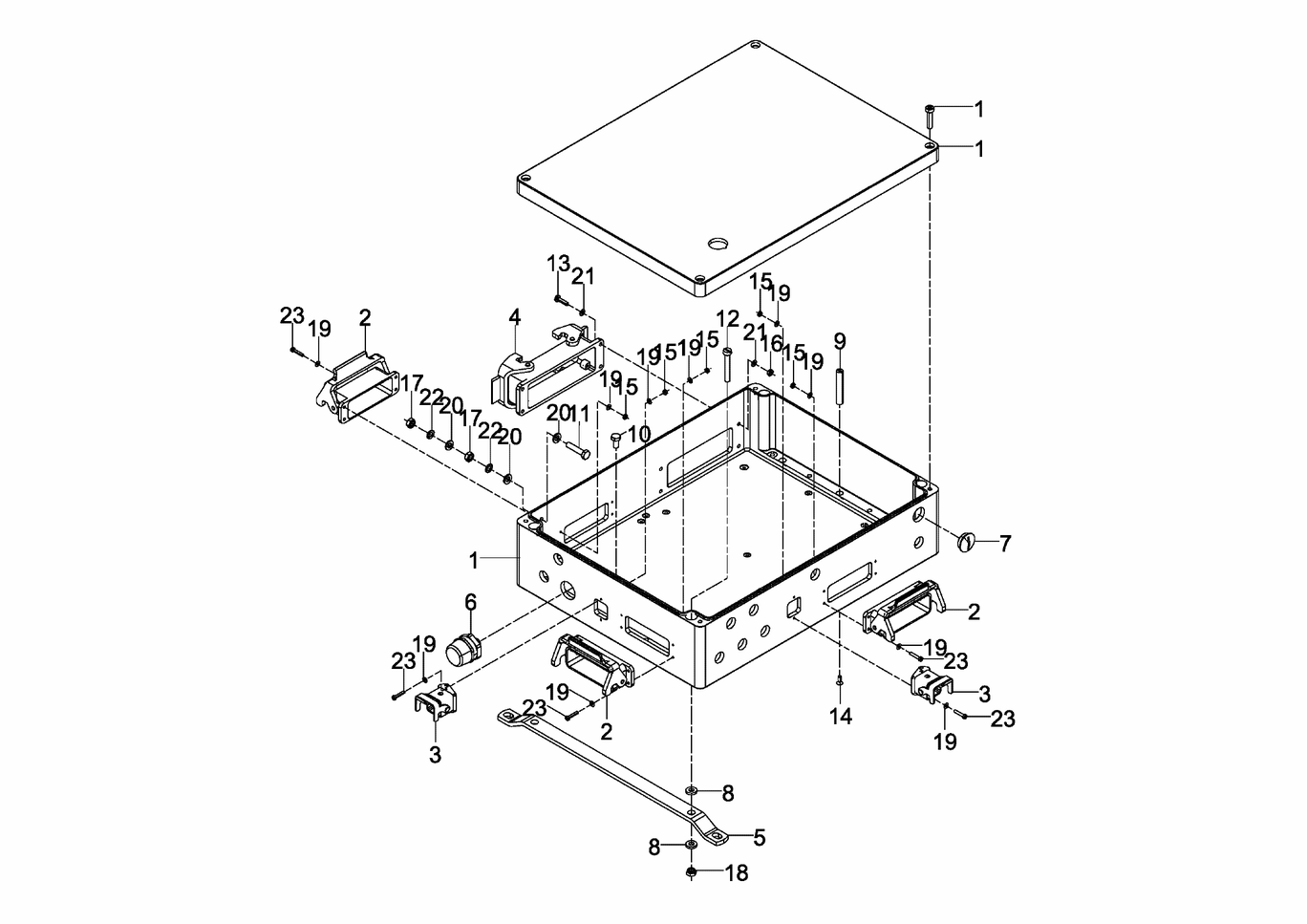 Exploded view of terminal box Preliminary grouping components